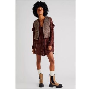 🍀 Free People Candy Shop Tunic Brown Lace Blouse